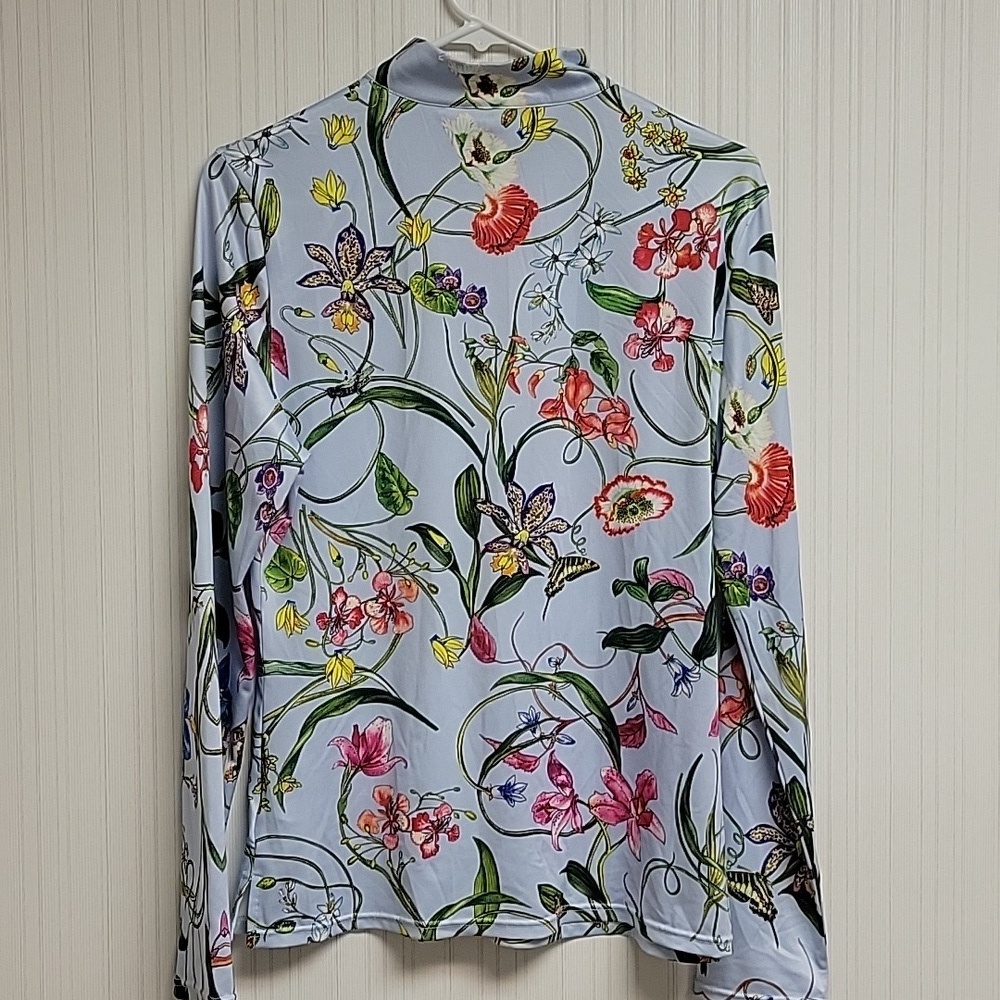 Acegolfs 1/4 Zip Botanical Print Long Sleeve Shirt. Med Golf Tennis Pickleball - Picture 6 of 8